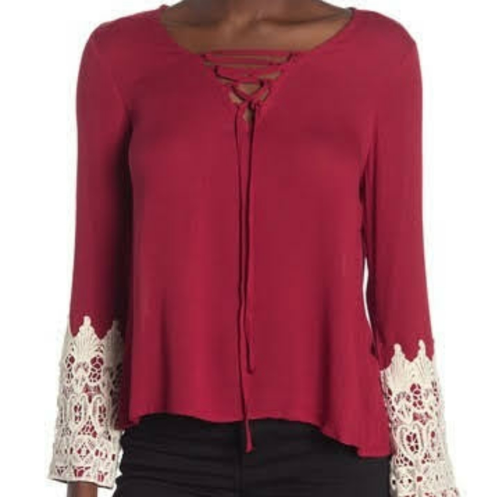 Sold Out LIV LOS ANGELES Long Sleeve Lace Gauze Blouse